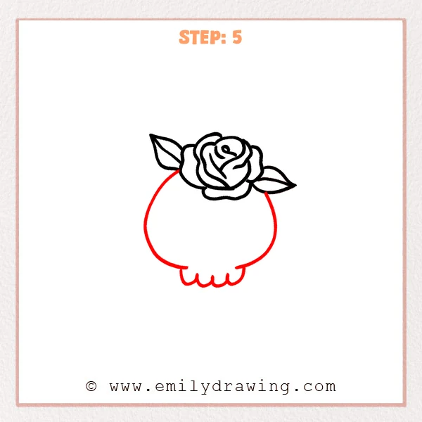 how to draw a rose skull - Step 5